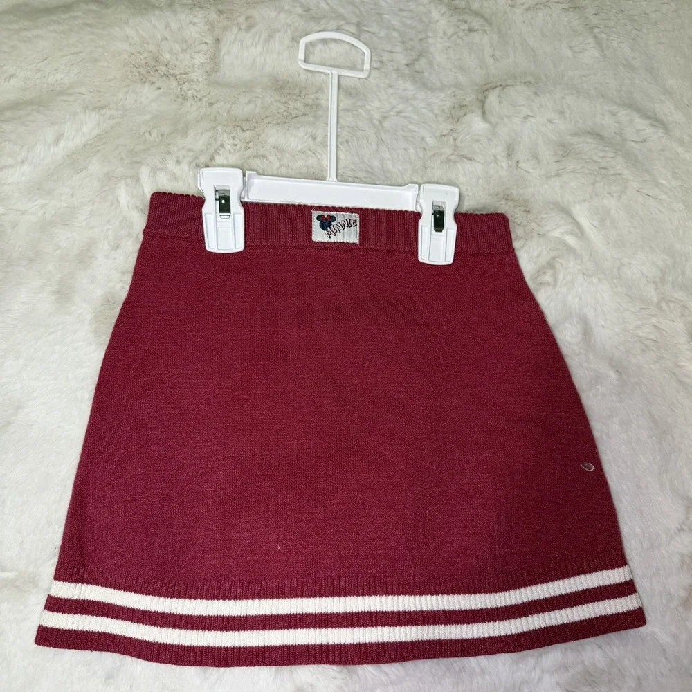 NEW Disney Minnie Mouse Short Sleeve Sweater & Varsity Skirt Set Burgundy Size 6